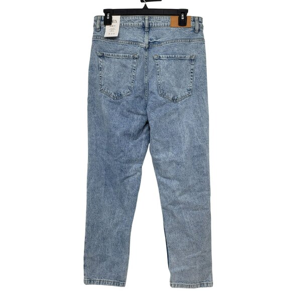 NEW Zara Mom Fit Jeans High Rise Slim Mom Leg Ankle Comfort Light Wash Blue 10 - Picture 3 of 9